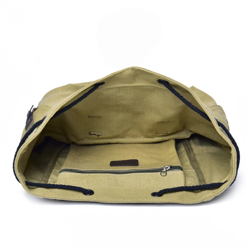 Canvas Vintage-Style Travel Rucksack Drawstring Backpack