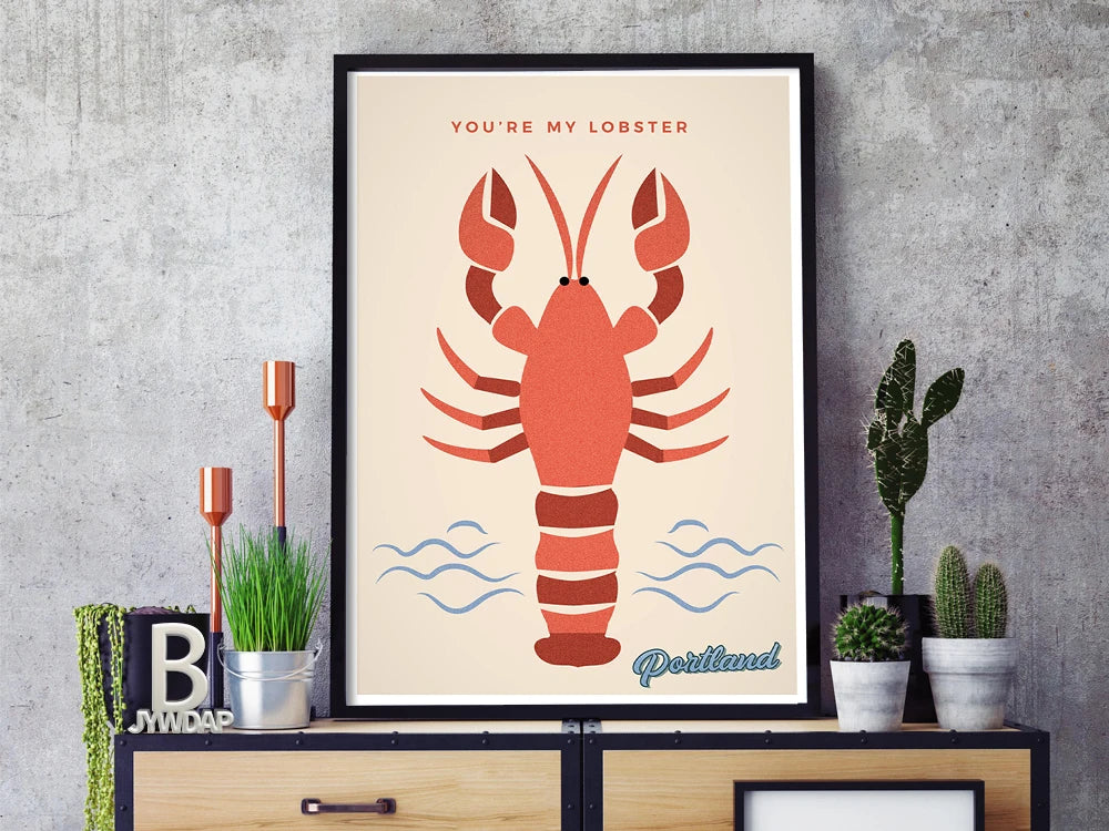 "You're My Lobster" Portland Maine Vintage Travel Canvas Print Unframed Wall Art