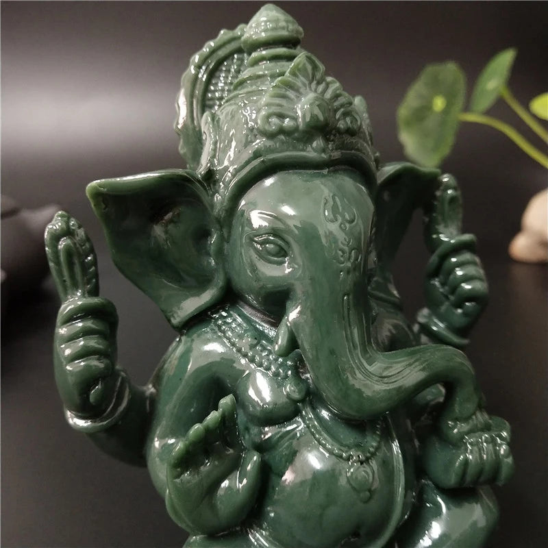 Hand-Crafted Stone Lord Ganesha Statue India Elephant God