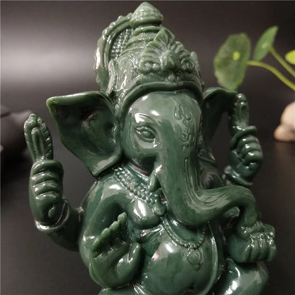 Hand-Crafted Stone Lord Ganesha Statue India Elephant God