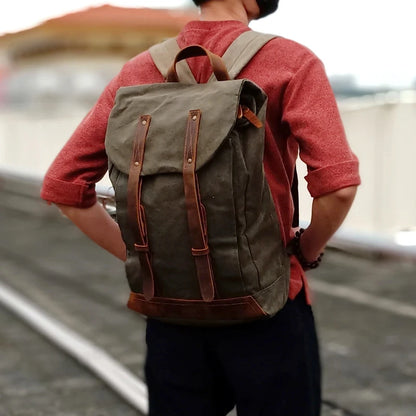 Vintage Explorer Classic Canvas Double-Belt Comfortable Carry Backpack