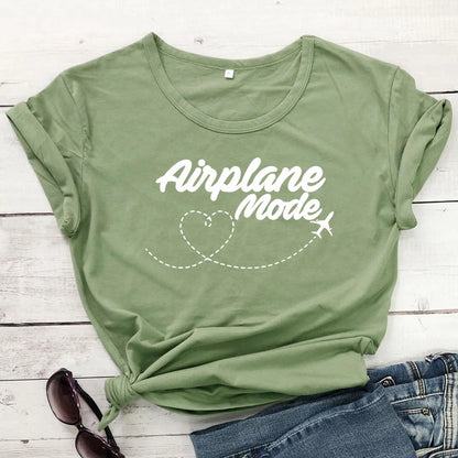 100% Cotton Casual Wanderlust "Airplane Mode" Graphic T-Shirt