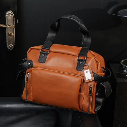 Retro Crazy Horse Leather Crossbody Business Travel Bag