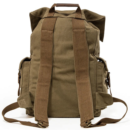 Western-Style Canvas and Leather Adventure Cowboy Rucksack