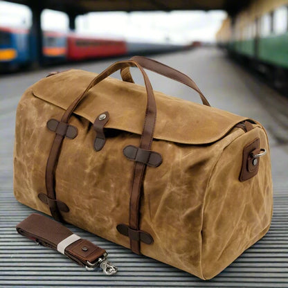 Grand Adventure Canvas and Leather Large Capacity Travel Duffel Weekender Bag