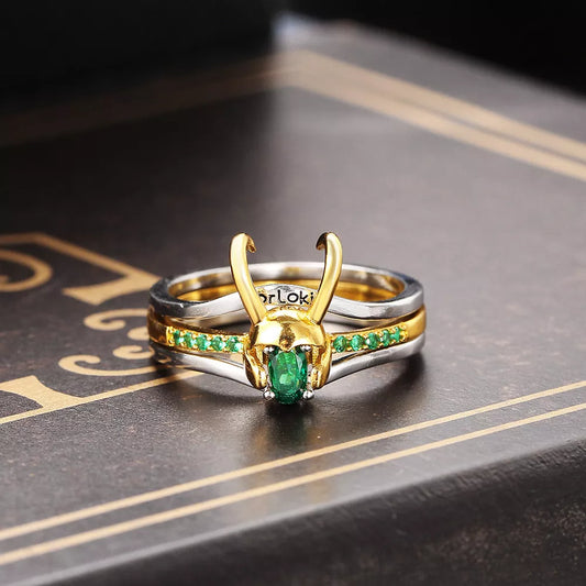 Loki, Norse God of Mischief, 3-Piece Stacking Ring Set