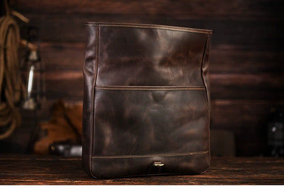 Luxury Genuine Cowhide Leather Folding Cover Casual Fixed Gear Motorcycle Shoulder Bag