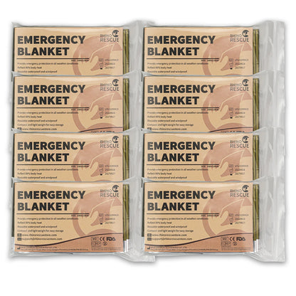 Rhino Rescue 210x160cm Emergency Survival Blanket, 8 pack
