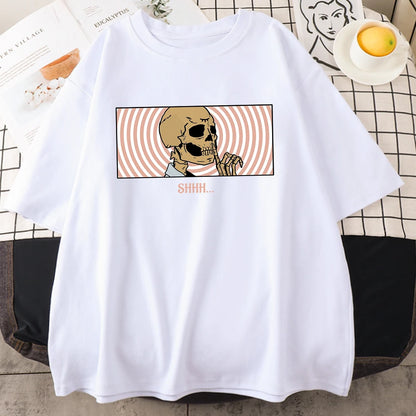 Hush Skeleton Keep Quiet 100% Cotton Short Sleeve T-Shirt