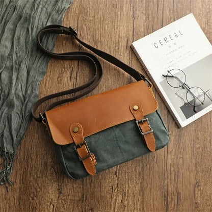 Timeless Companion Retro Style Oil Waxed Canvas Shoulder Crossbody Travel Casual Bag