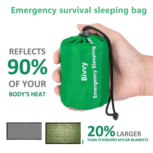 Thermal Emergency Sleeping Bag Waterproof Lightweight Bivy Sack Survival Blanket