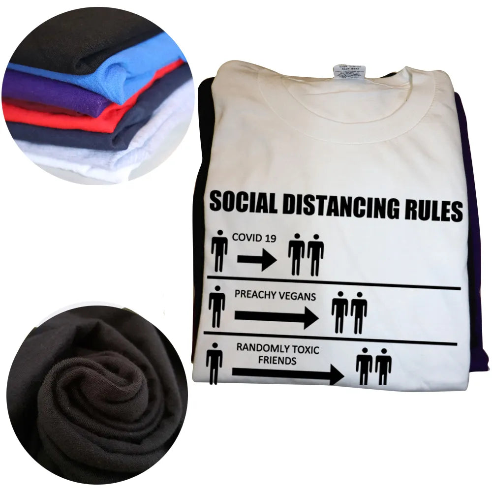 Social Distancing Rules Funny Flat Earth Summer Casual T-Shirt