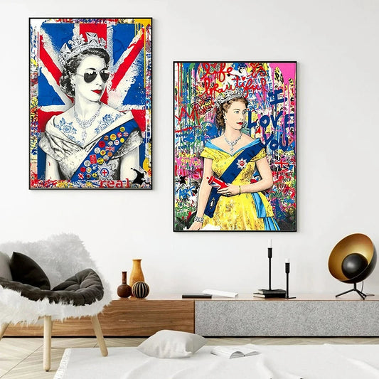 "God Save the Queen" Punk Queen Elizabeth Canvas Wall Art Unframed