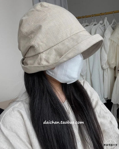 Japanese Cotton Pleated Small Brim Summer Breathable Ladies' Basin Hat