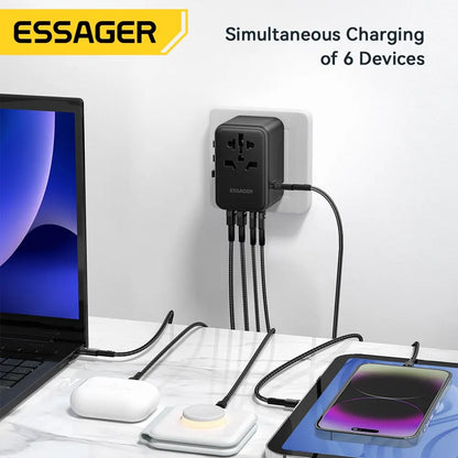 65W Essager Universal Adapter Fast Travel Charger for US/EU/UK/AUS
