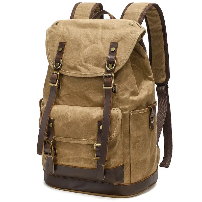 Retro Adventure Waxed Canvas Outdoor High Capacity Classic Multifunctional Backpack