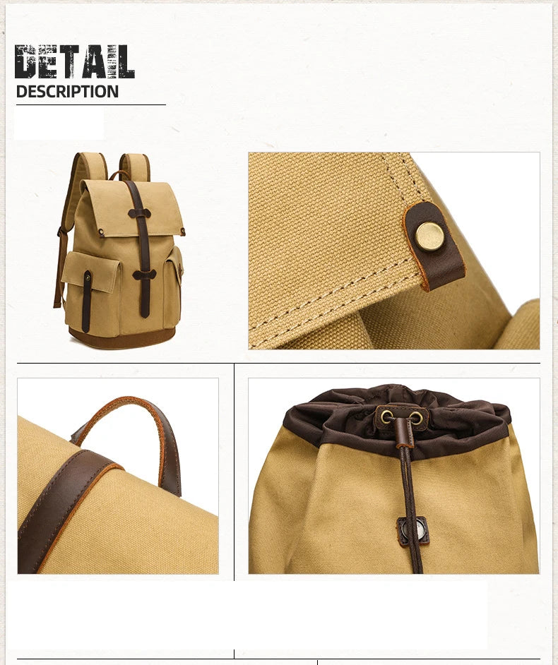 Retro Aesthetic Timeless Style Minimalist Outdoor Canvas Backpack