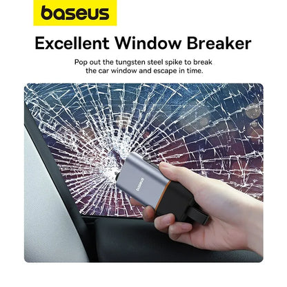 3-in-1 Baseus Emergency Safety Window-Breaking Hammer, Seat Belt Cutter, & Emergency Lamp