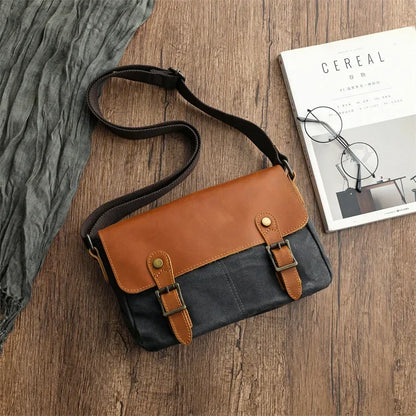 Timeless Companion Retro Style Oil Waxed Canvas Shoulder Crossbody Travel Casual Bag