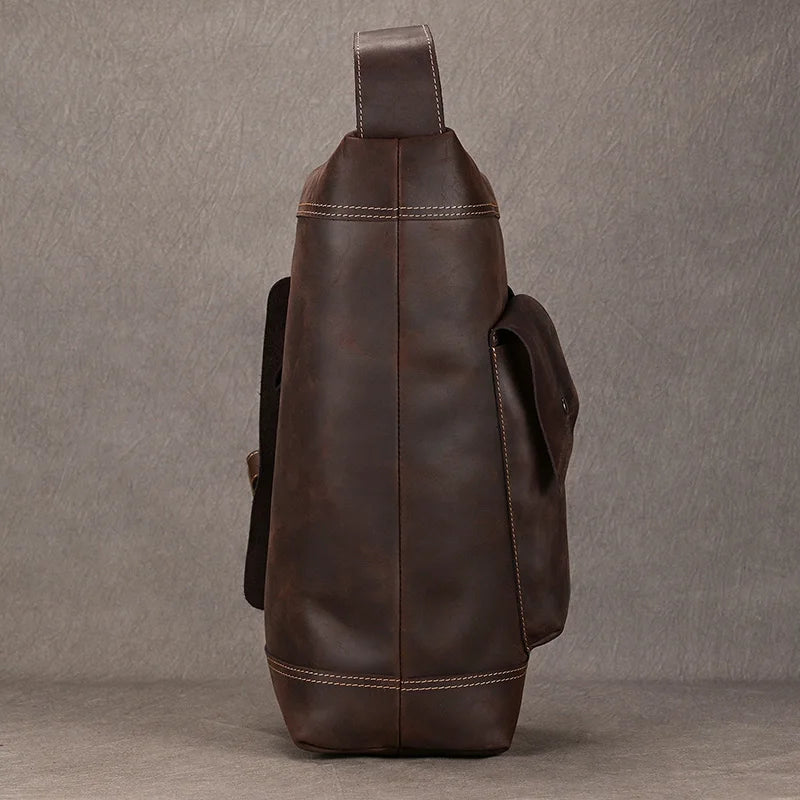 Genuine Leather Timeless Explorer's Satchel Chest Pack Sling Bag