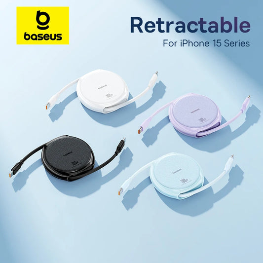Baseus Retractable USB-C Cable 100W Fast Charger for MacBook iPad iPhone 15