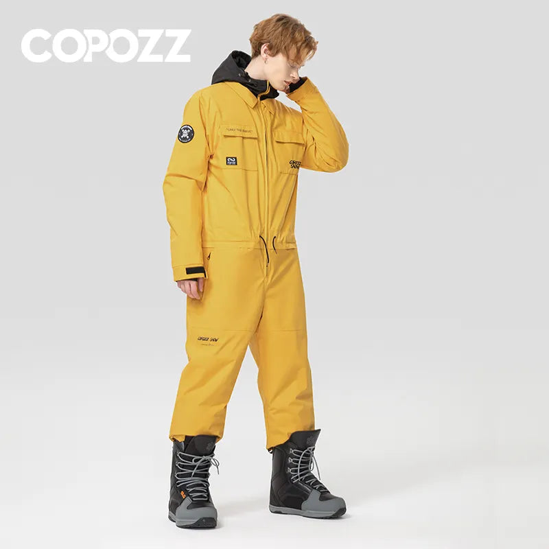 Copozz One-Piece Warm Waterproof Winter Outdoor Sports Hooded Jumpsuit