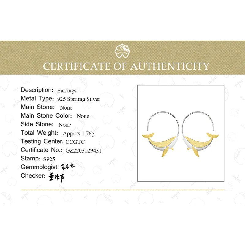 18K Gold Playful Whale Round Hoop Earrings