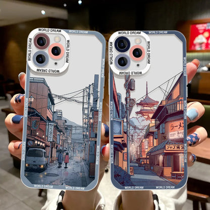 Dream World Tranquil Japanese Anime Street Scene Clear Case For iPhone