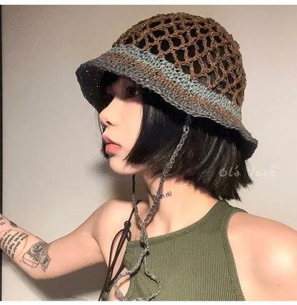 Japanese Hand-Woven Sweet and Cute Lace-Up Mori Girl Bucket Hat