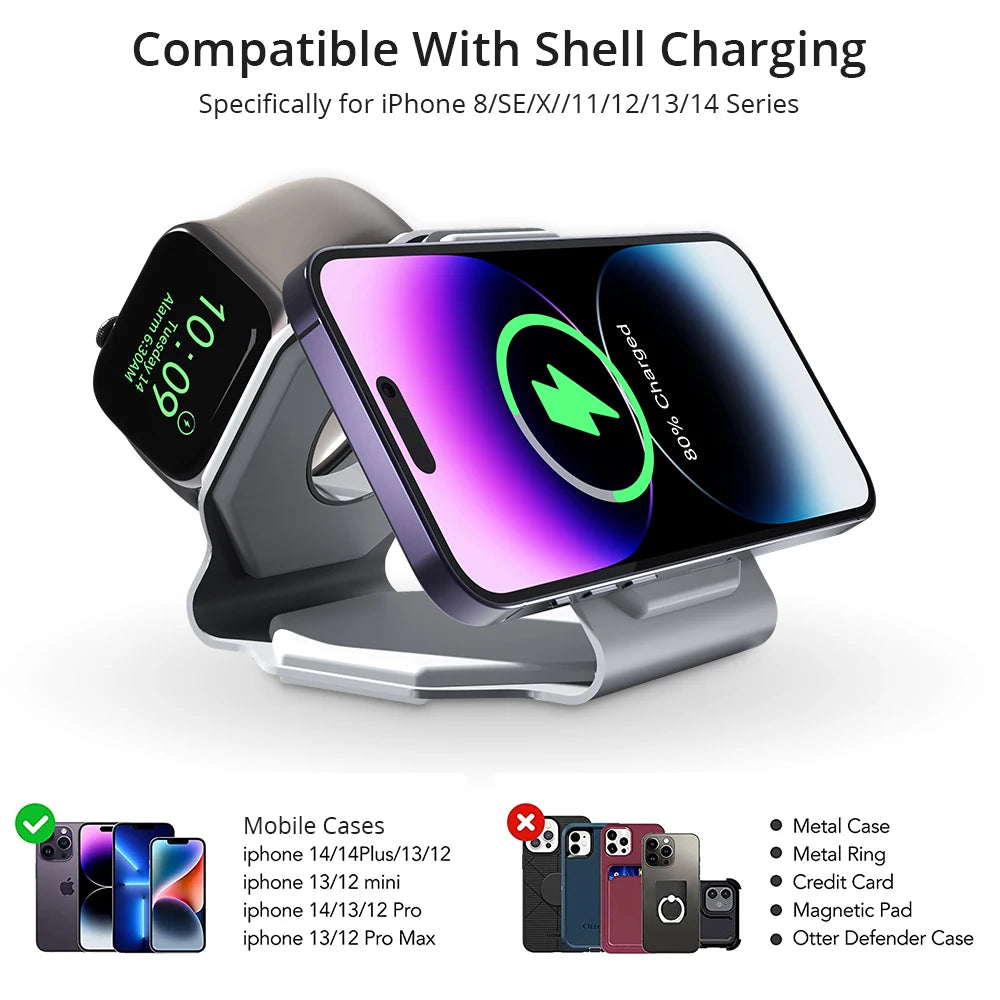 Bonola 15W 3-in-1 Foldable Magnetic Wireless Charger