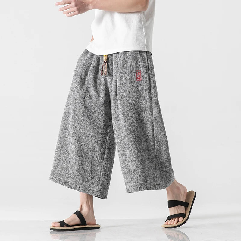 Samurai-Style Wide Leg Japanese Casual Comfortable Kimono Lounge Pants