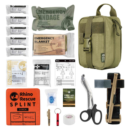 Rhino Rescue Tactical First Aid Survival Kit, 20 Essential EMT Items