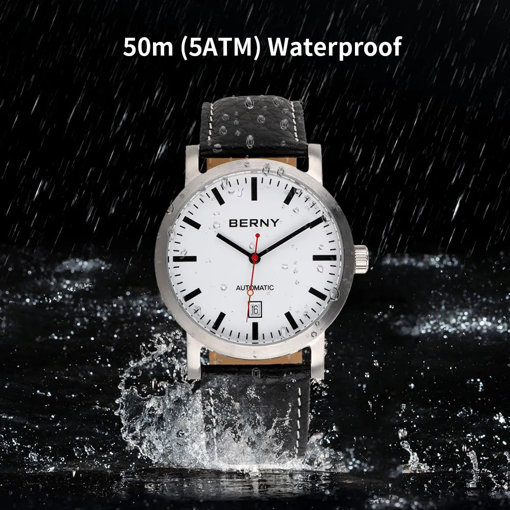 BERNY 5 ATM Waterproof Automatic Men's Mechanical Wristwatch