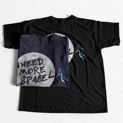 100% Cotton "I Need More Space" Astronaut Graffiti Print T-Shirt