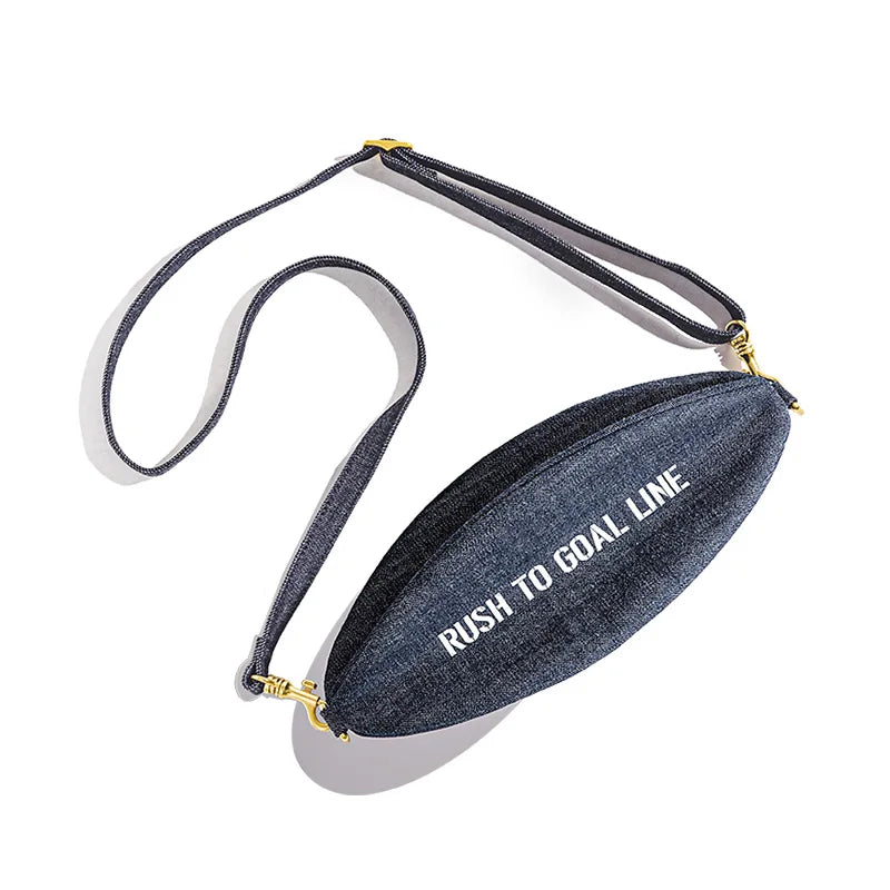 Navy Raw Denim Rugby Vintage-Style Belt Phone Pouch Chest Bag