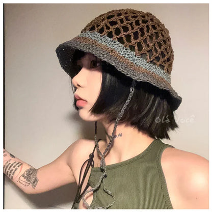 Japanese Hand-Woven Sweet and Cute Lace-Up Mori Girl Bucket Hat