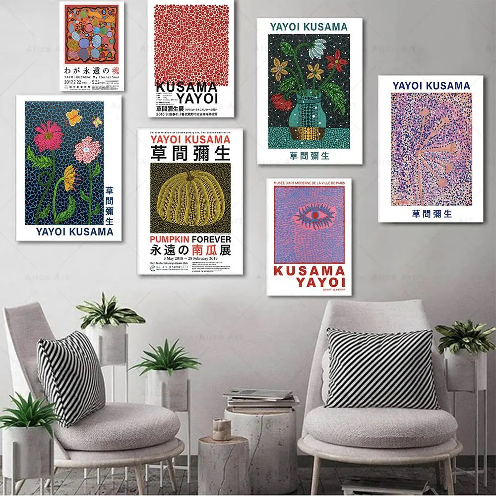 Yayoi Kusama Replica Exhibition Posters and Prints Unframed Canvas Wall Art
