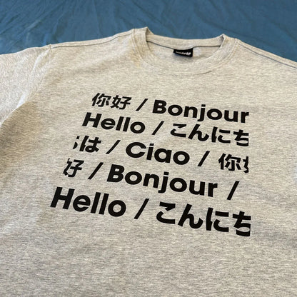 "Say Hello Around The World" French Chinese Japanese English Unisex Cotton Summer T-Shirt