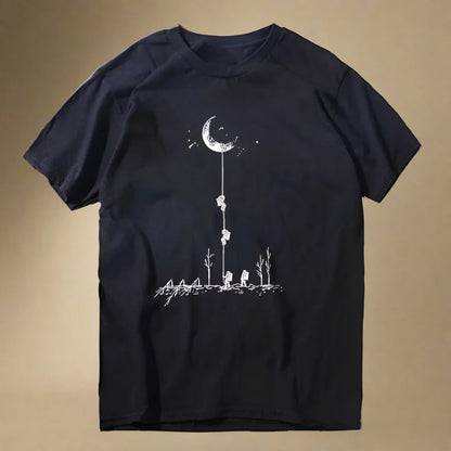 "To the Moon" Astronaut Rope Ladder 100% Cotton Casual Funny T-Shirt