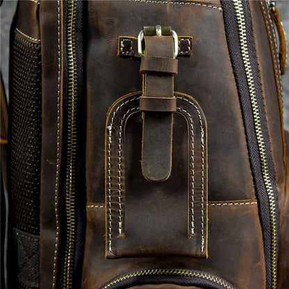 Newsbirds Vintage-Inspired Premium Genuine Leather Multi-Pocket Business Backpack