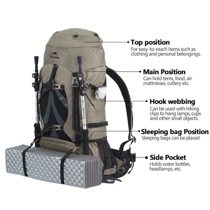 Naturehike 70L Professional Outdoor Hiking Backpack