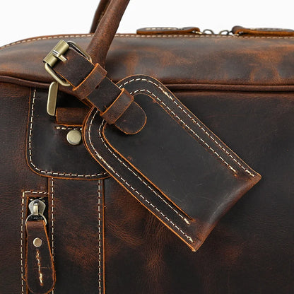 Classic Travel Style Genuine Leather Weekend Over-Night Carry-On Duffle Bag