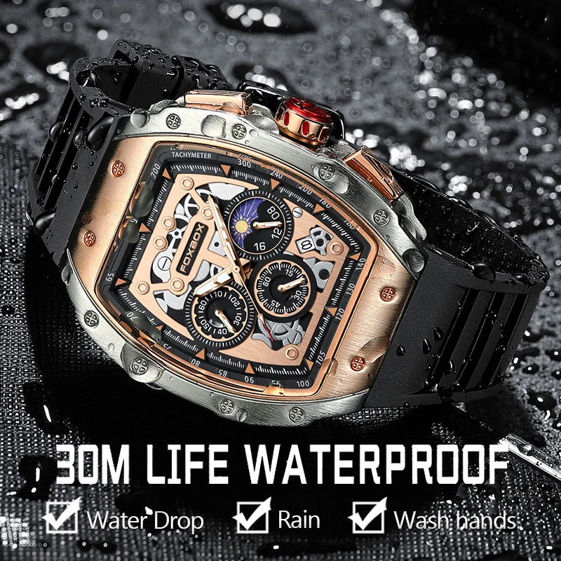 FoxBox Relogio Masculino Luxury Waterproof Quartz Watch for Men