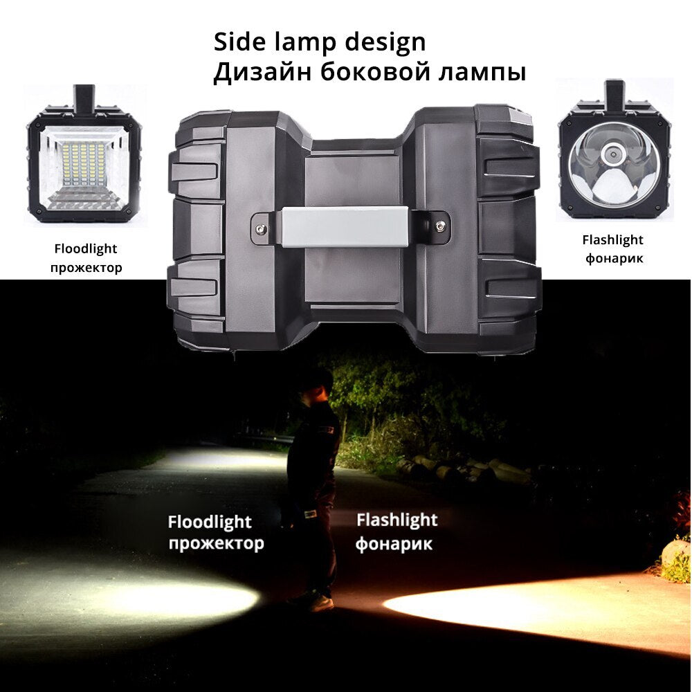 High Power LED Rechargeable Double-Head Waterproof Searchlight