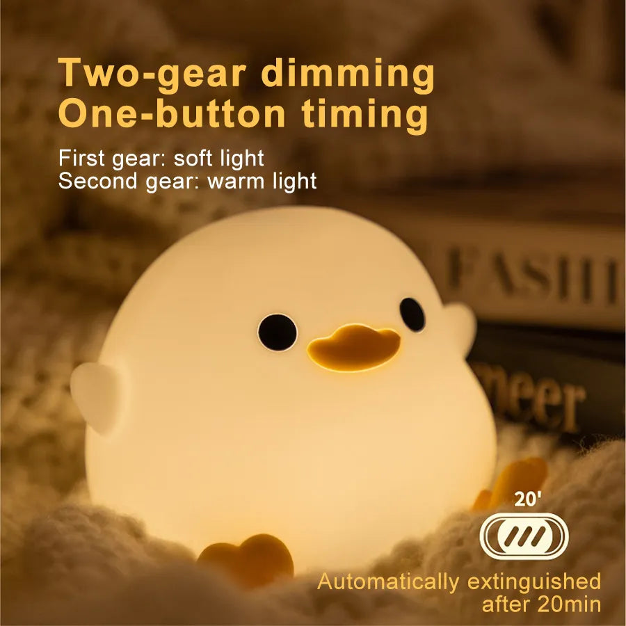 Huggable Travel Buddy LED Touch Cute Duck Night Light USB Rechargeable