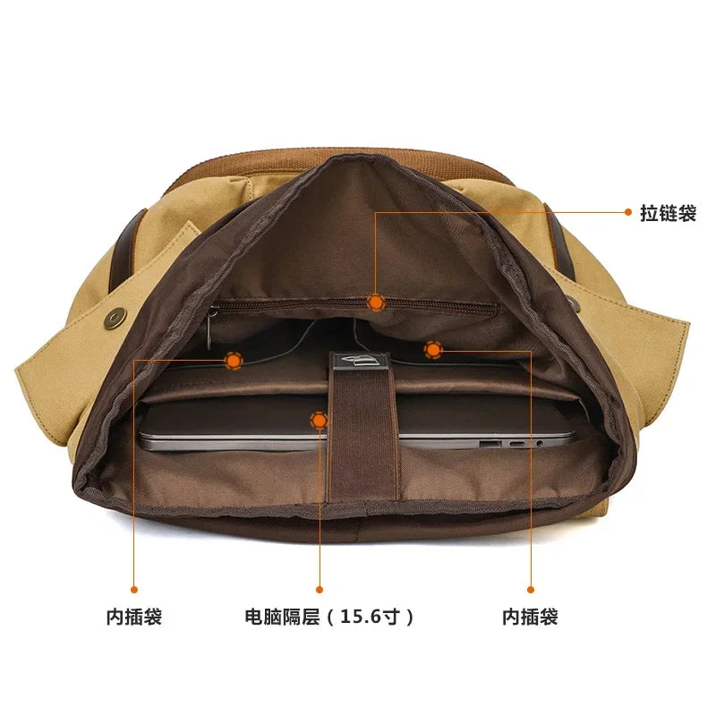 Retro Aesthetic Timeless Style Minimalist Outdoor Canvas Backpack