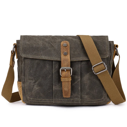 European-Style Timeless Vintage Waxed Canvas Crossbody Daily Commute Messenger Bag