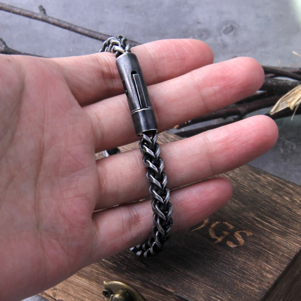 Vintage-Inspired Viking Stainless Steel Snake Chain Link Men's Bracelet