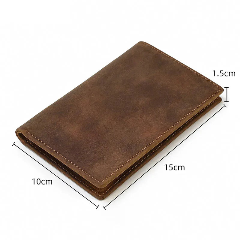 Rugged & Reliable Crazy Horse Leather RFID-Blocking Passport Holder Business Travel Wallet