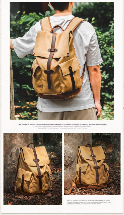 Retro Aesthetic Timeless Style Minimalist Outdoor Canvas Backpack